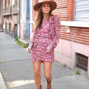 🌸 ZARA Draped Floral Print Dress Sz M 🌸